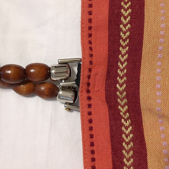 Striped bead handle day purse - Picture 2 of 5